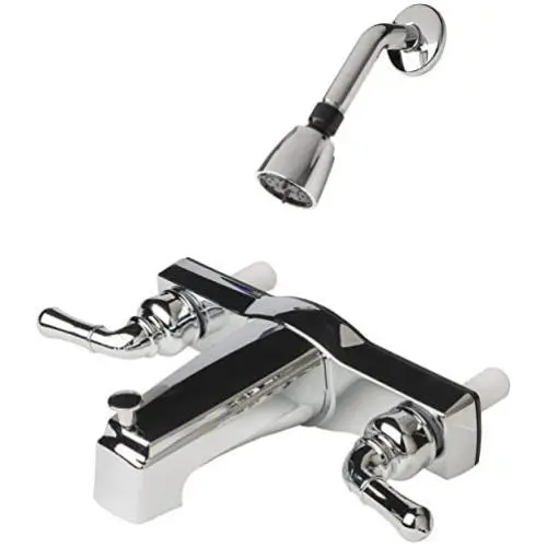 Laguna Brass 3310CP/4010CP Mobile Home Two Handle Non-Metallic 8'' Tub Shower Diverter with Shower Head/Arm/Flange Chrome Finish