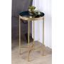 Kate and Laurel Celia Round Metal Foldable Tray Accent Table, Navy Blue with Gold Base