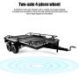 Vikye 1 Set RC Trailer, Metal Hopper Frame Two-Axle 4-Piece Wheel Trailer Assembly Fit for Traxxas TRX4/Axial Scx10, 1/10 Metal Trailer
