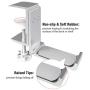 Foldable Headphone Hook Holder, Aluminum Headset Stand Hanger Clamp Under Desk Space Save Mount with Foldable Arm, Universal Fit All Headphones, Silver