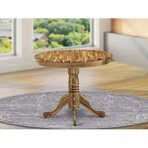East West Furniture ANT-ANA-TP Antique Dining Table Made of Acacia offering Wood Texture, 36 Inch Round, Neutral Finish East West Furniture ANT-ANA-TP Antique Dining Table Made of Acacia offering Wood Texture, 36 Inch Round, Neutral Finish