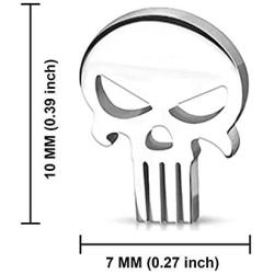 YZstyle Stainless Steel Gothic Punk Punisher Skull Cut-Out Button Stud Post Earrings (silver055)