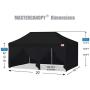 MASTERCANOPY Ez Pop-up Canopy Tent 10x20 Commercial Instant Canopies with 4 Removable Side Walls,2 Door Wall and Roller Bag, Bonus 6 SandBags(10x20ft,Black)