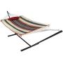 Sunnydaze Cotton Rope Freestanding Hammock with 12 Foot Portable Steel Stand and Spreader Bar, Pad and Pillow Included, Modern Lines