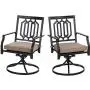 PHI VILLA Outdoor Metal Swivel Chairs Set of 2 Patio Dining Rocker Chair with Cushion Furniture Set for Garden Backyard Bistro, Black
