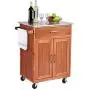 Giantex Wood Kitchen Trolley Cart Rolling Kitchen Island Cart with Stainless Steel Top Storage Cabinet Drawer and Towel Rack Giantex Wood Kitchen Trolley Cart Rolling Kitchen Island Cart with Stainless Steel Top Storage Cabinet Drawer and Towel Rack