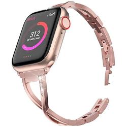 MARGE PLUS Compatible with Apple Watch Band 40mm 38mm 44mm 42mm, Women Bling Wristband for iWatch SE Series 6 5 4 3 2 1 Metal Stylish Strap