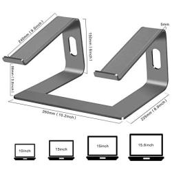 Soundance Laptop Stand, Aluminum Computer Riser, Ergonomic Laptops Elevator for Desk, Metal Holder Compatible with 10 to 15.6 Inches Notebook Computer, Grey