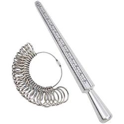 NIUPIKA Ring Sizer Set Measure Ring Size Tool Metal Ring Mandrel US Size 1-13 Jewelry Making Tools Finger Sizers Gauge Kit of 27 Pieces