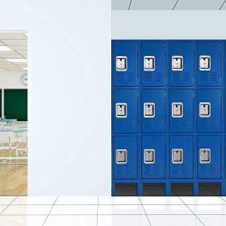 Metal Locker for School Office Gym INTERGREAT Metal Storage Locker Cabinet for Employees Students Steel Locker Triple Tier with 3 Door Blue