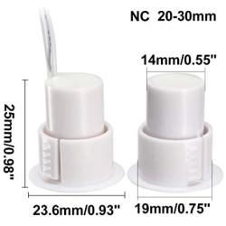 uxcell N.C. Recessed Wired Security Window Door Contact Sensor Alarm Magnetic Reed Switch White RC-36 10pcs