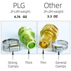 PLG Garden Hose Repair Connector with Clamps,Green,2 Male + 2 Female