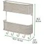 mDesign Wall Mount Metal Mail Organizer Storage Basket - 2 Tiers, 5 Hooks - for Entryway, Mudroom, Hallway, Kitchen, Office - Holds Letters, Magazines, Coats, Keys - Satin/Gray Wood Finish mDesign Wall Mount Metal Mail Organizer Storage Basket - 2 Tiers, 5 Hooks - for Entryway, Mudroom, Hallway, Kitchen, Office - Holds Letters, Magazines, Coats, Keys - Satin/Gray Wood Finish