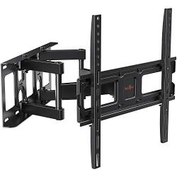 Perlegear TV Wall Mount Bracket Full Motion Dual Swivel Articulating Arms Extension Tilt Rotation, Fits Most 26-60 Inch LED, LCD, OLED Flat&Curved TVs, Max VESA 400x400mm