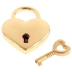 Warmtree Small Metal Heart Shaped Padlock Mini Lock with Key for Jewelry Box Storage Box Diary Book,Pack of 2,Gold