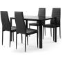 DKLGG 5-Piece Kitchen Dining Table Set for Dining Room, 4 Faux Leather Metal Frame Chairs, Dinette, Compact Space w/Glass Tabletop