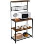 ROVSUN Multiuse 4-Tier Metal Kitchen Bakers Rack , Microwave Storage Rack Oven Stand with Mesh Panel, Storage Organizer Workstation Industrial Style (33.3'' x 15.8'' x 66.93'')