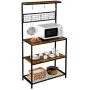 ROVSUN Multiuse 4-Tier Metal Kitchen Bakers Rack , Microwave Storage Rack Oven Stand with Mesh Panel, Storage Organizer Workstation Industrial Style (33.3'' x 15.8'' x 66.93'') ROVSUN Multiuse 4-Tier Metal Kitchen Bakers Rack , Microwave Storage Rack Oven Stand with Mesh Panel, Storage Organizer Workstation Industrial Style (33.3'' x 15.8'' x 66.93'')