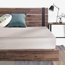 ZINUS Brock Metal and Wood Platform Bed Frame / Solid Acacia Wood Mattress Foundation / No Box Spring Needed / Easy Assembly, Queen