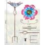 MUMTOP 31 Inch Height Glass Birdbath Birdfeeder with Metal Stake Garden Yard Outdoor