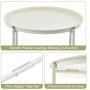 TOOLF End Table, Metal Nightstand, Sofa Side Snack Table, Coffee Round Table with Detachable Tray Top and Fabric Storage Basket, Scandi Style Table for Living Room Bedroom (Cream)