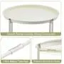 TOOLF End Table, Metal Nightstand, Sofa Side Snack Table, Coffee Round Table with Detachable Tray Top and Fabric Storage Basket, Scandi Style Table for Living Room Bedroom (Cream)