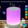 Alenbrathy Bedside Lamp with Wireless Bluetooth Speakers Touch Dimmable Table Lamp Night Light with TF Card, AUX Supported, Hands-Free Speakerphone, Metal Handle for Children Bedroom, Party, Camping