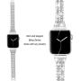 Secbolt Bling Bands Compatible Apple Watch Band 42mm 44mm Women iWatch Series 6 5 4 3 2 1 SE, Dressy Jewelry Metal Wristband Strap Diamond Rhinestone, Silver
