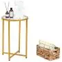 VINGLI 15.7 Modern Round End Table, Tempered Glass Accent Table Side Table Nightstand with Metal Frame for Living Room,Bedroom,Gold VINGLI 15.7 Modern Round End Table, Tempered Glass Accent Table Side Table Nightstand with Metal Frame for Living Room,Bedroom,Gold