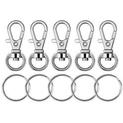 Paxcoo 100 Pcs Metal Swivel Lanyard Snap Hook with Key Rings