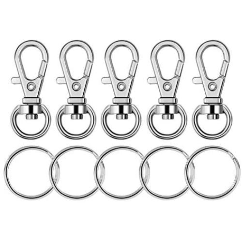 Paxcoo 100 Pcs Metal Swivel Lanyard Snap Hook with Key Rings