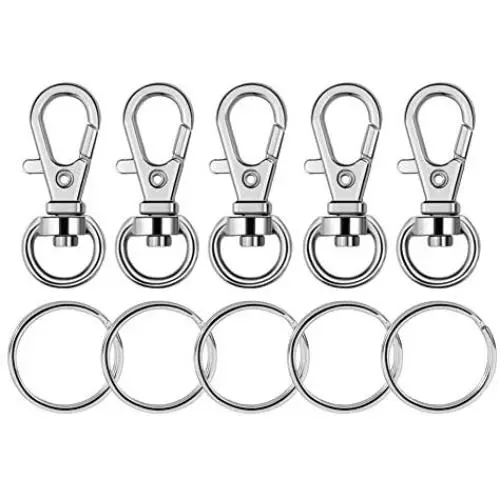 Paxcoo 100 Pcs Metal Swivel Lanyard Snap Hook with Key Rings Paxcoo 100 Pcs Metal Swivel Lanyard Snap Hook with Key Rings