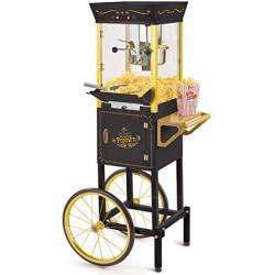 Nostalgia CCP510BK Vintage Professional Popcorn Cart-New 8-Ounce Kettle-53 Inches Tall-Black