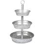 Ilyapa Galvanized Three Tiered Serving Stand - 3 Tier Metal Tray Platter for Cake, Dessert, Appetizers & More