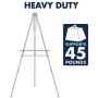 Quartet Easel, Aluminum, Heavy-Duty, Telescoping, 66'' Max. Height, Supports 45 Lbs, Silver (55EX)
