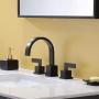 MonDaufie Widespread 2 Handles 3 Holes Modern Oil Rubbed Bronze Bathroom Faucet,Lead-Free Vanity Faucet Bathroom Sink Faucet with Water Supply Lines