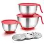 TeamFar Mixing Bowls, 5 / 3 / 1.5 Qt, Stainless Steel Mixing Bowls Salad Metal Bowl with Lids & 3 Graters, Pour Spout & Long Handle, Healthy & Heavy duty, Dishwasher Safe - Red TeamFar Mixing Bowls, 5 / 3 / 1.5 Qt, Stainless Steel Mixing Bowls Salad Metal Bowl with Lids & 3 Graters, Pour Spout & Long Handle, Healthy & Heavy duty, Dishwasher Safe - Red