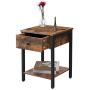 HOOBRO Nightstand, 2-Tier End Table, Industrial Side Table with Drawer and Storage Shelf, Wood Accent Table with Metal Frame, Easy Assembly, Rustic Brown and Black BF40BZ01