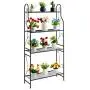 DOEWORKS 4 Tier Metal Plant Stand, Plant Display Rack, Ladder-Shaped Stand Shelf, Pot Holder for Indoor Outdoor Use, Black DOEWORKS 4 Tier Metal Plant Stand, Plant Display Rack, Ladder-Shaped Stand Shelf, Pot Holder for Indoor Outdoor Use, Black