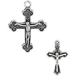 Cross Crucifix Charm Pendants, 100 Pack (50 of Each)