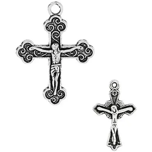 Cross Crucifix Charm Pendants, 100 Pack (50 of Each) Cross Crucifix Charm Pendants, 100 Pack (50 of Each)