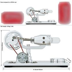 DjuiinoStar Hot Air Stirling Engine, Solid Metal Construction, Electricity Generator (Light up Colorful LED), My First Stirling Engine