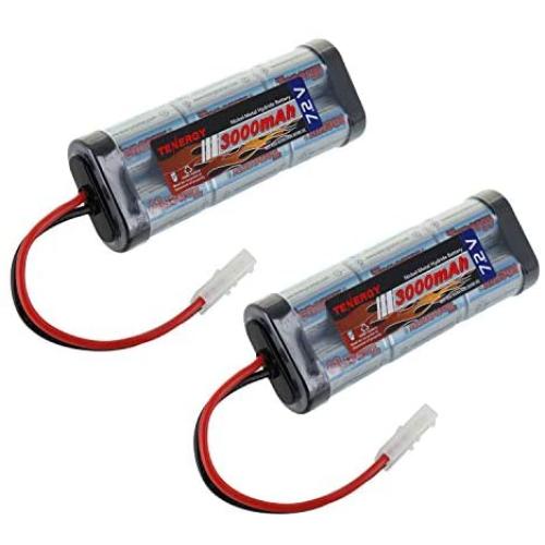 Tenergy 7.2V Battery Pack High Capacity 6-Cell 3000mAh NiMH Flat Battery Pack, Replacement Hobby Battery for RC Car, RC Truck, RC Tank, RC Boat with Standard Tamiya Connector, 2-Pack