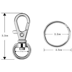 BronaGrand 60 Pieces Metal Swivel Lanyard Snap Hook with Key Rings(Small Size)