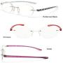 MIDI Blue Light Blocking Rimless Reading Glasses for Women (M-106N) - Blue Light Filter Reading Glasses (Crimson, 2.50)(m106nc2250)