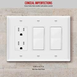 ENERLITES Decorator Light Switch or Receptacle Outlet Wall Plate, Mid-Size 3-Gang 4.88'' x 6.77'', Polycarbonate Thermoplastic, UL Listed, 8833M-W, White