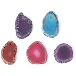 Agate Slice, 5 Pcs Natural Agate Slices Multi-uses Irregular Shaped Lot DIY Decoration Supplies Red Blue Purple 30-40mm