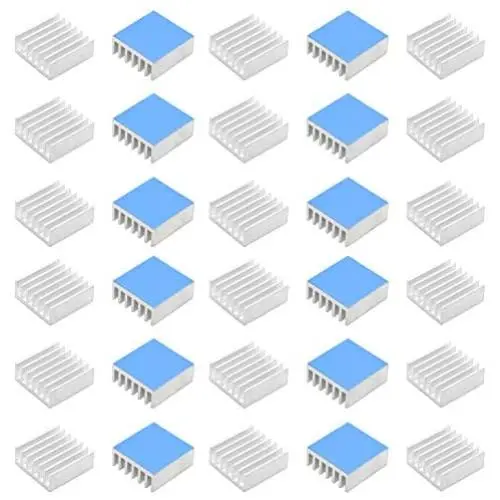 30pcs Aluminum Heatsink 14x14x6mm / 0.55x0.55x0.24 inches with Thermal Conductive Adhesive Tape for Raspberry pi Electronic Chip MOS IC Diode Triode Cooling Heat Dissipation 30pcs Aluminum Heatsink 14x14x6mm / 0.55x0.55x0.24 inches with Thermal Conductive Adhesive Tape for Raspberry pi Electronic Chip MOS IC Diode Triode Cooling Heat Dissipation