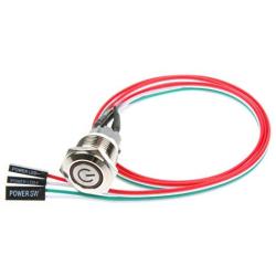 NOYITO 12mm Chassis Switch Metal Button Switch with 22inchs Extension Cable Red Yellow Blue Green Switch Symbol Suitable for Computer DIY Switch (12mm, Yellow Symbol)