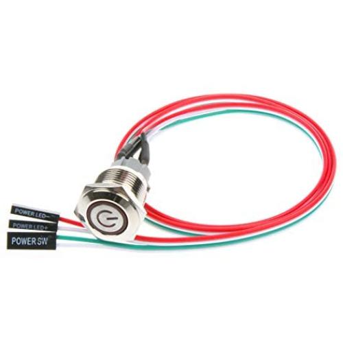 NOYITO 12mm Chassis Switch Metal Button Switch with 22inchs Extension Cable Red Yellow Blue Green Switch Symbol Suitable for Computer DIY Switch (12mm, Yellow Symbol)
